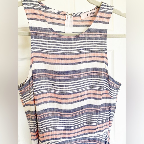 NWT JustFab Striped Sleeveless Linen Fit & Flare Dress in Size Medium - Picture 4 of 11
